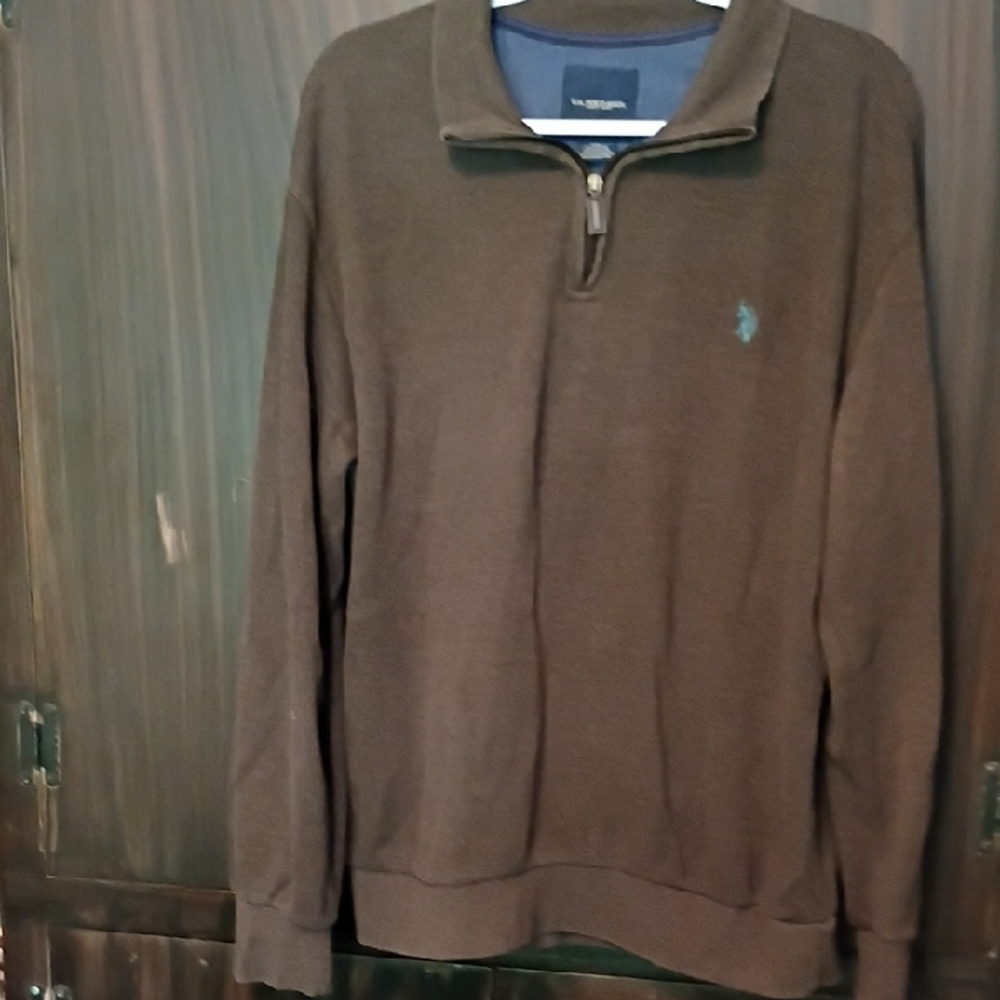 U.S. Polo Assn. Men's Dark Brown  Quarter- Zip Sweater